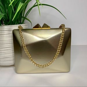 NINA Geometric Minaudiere Gold Clutch Purse